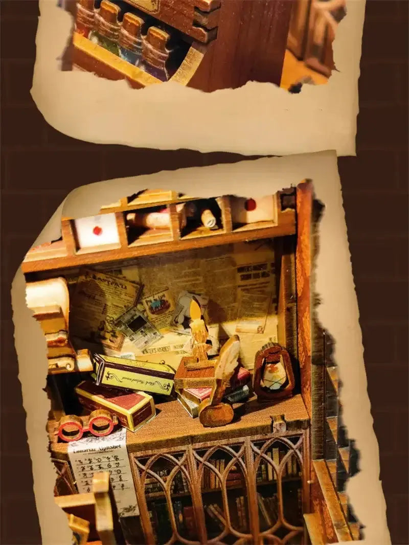 Wizard’s Study DIY Book Nook Kit – Magic Library Miniature for Bookshelf Decor