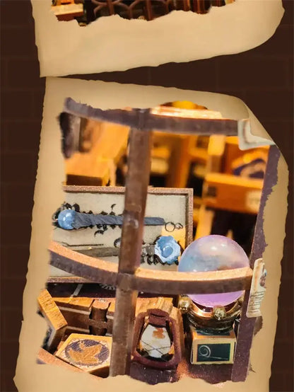 Wizard’s Study DIY Book Nook Kit – Magic Library Miniature for Bookshelf Decor