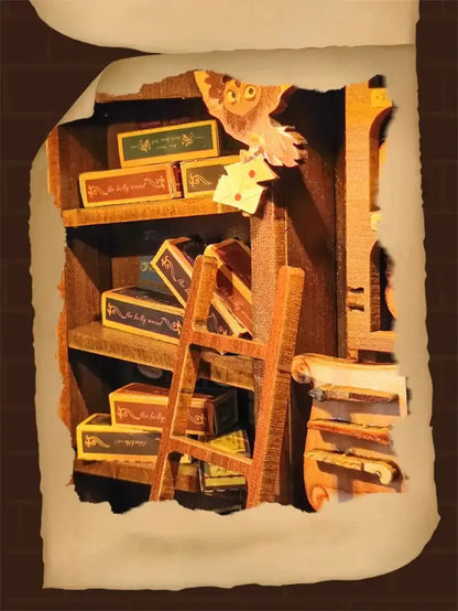 Wizard’s Study DIY Book Nook Kit – Magic Library Miniature for Bookshelf Decor